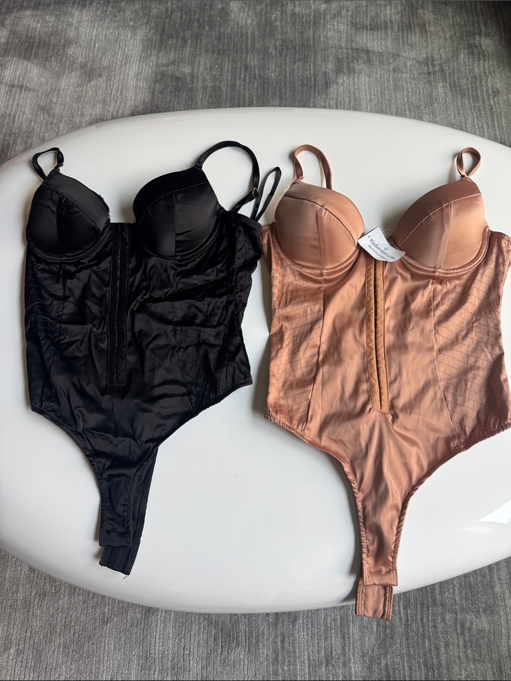 Windsor Longline Bodysuit Shapewear in Black and Nude Blush